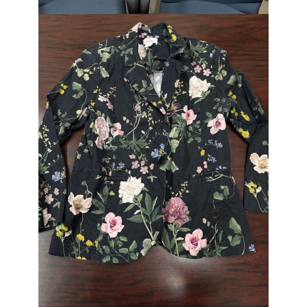 Ariat Black Floral Blazer Jacket Size Large